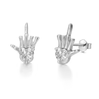 TOUPOP Sterling Silver Skull Hand Stud Skeleton Earrings Gothic Jewelry-style_name:1-Skull Earrings