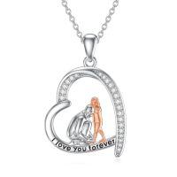 wholesale Gift For Mom/sister 925 Sterling Silver Sister/mom Necklace Jewelry Birthday Christmas Gifts For Women -style_name:Father Daughter-Heart
