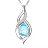 TOUPOP 925 Sterling Silver Teardrop Birthstone Infinity Necklace-color_name:03-March-Aquamarine