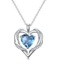 wholesale TOUPOP Birthday Gift For Mom Heart Necklace For Women 925 Sterling Silver Birthstone Necklace Jewelry Gift For Women Wife Her Girlfriend Sister -style_name:December