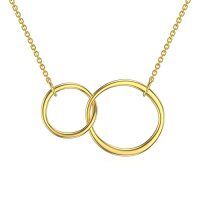 TOUPOP 14K Gold Mother Daughter Necklace Two Interlocking Circles-style_name:Yellow Gold
