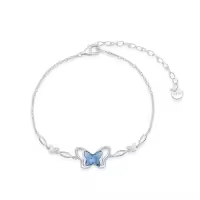 TOUPOP Sterling Silver & Stone Dragonfly Butterfly Ladybug Four Leaf Clover Adjustable Bracelet-style_name:Butterfly