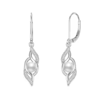 TOUPOP Sterling Silver Infinity Birthstone Earrings for Women-color_name:06-June.-Pearl