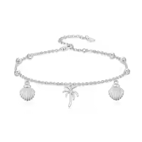 TOUPOP 925 Sterling Silver Sea Turtles Elephant Wave Cross Anklet-style_name:16-Palm Tree Bracelet