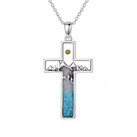 TOUPOP 925 Sterling Silver Mustard Seed Cross Necklace Christian Faith Jewelry-style_name:Bar