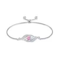 TOUPOP 925 Sterling Silver Birthstone Infinity Bracelet Dainty Fine Jewelry-color_name:10-Oct.-Pink Tourmaline