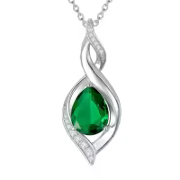 TOUPOP 925 Sterling Silver Teardrop Birthstone Necklace Infinity Love Jewelry Gift-color_name:05-May-Emerald