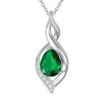 wholesale Birthstone Necklace For Women Teardrop Necklaces 925 Sterling Silver Infinity Love Jewelry Birthday Christmas Gifts For Women Mom Wife Girlfriend -color_name:05-May-Emerald