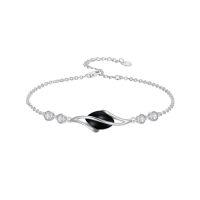 wholesale 925 Sterling Silver Bracelet For Women Oval Gemstone Chain Bracelet Fine Jewelry Birthday Christmas Gifts For Women -color_name:Black Onyx