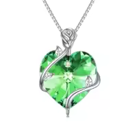 TOUPOP Sterling Silver Crystal Heart Flower Pendant Necklace-color_name:08-August