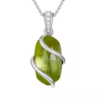 TOUPOP Sterling Silver Gemstone Pendant Fine Jewelry Gift for Women-color_name:A-Peridot-August