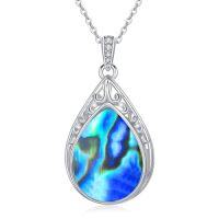 wholesale Teardrop Necklace 925 Sterling Silver Filigree Gemstone Pendant Necklace Fine Jewelry Birthday Christmas Gifts For Women Her Mom -style_name:Abalone shell