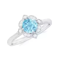 TOUPOP Sterling Silver Aquamarine Moissanite Wedding Engagement Ring-style_name:B Aquamarine Moissanite Ring