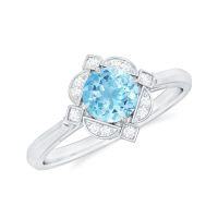 wholesale TOUPOP Personalized Natural Aquamarine Wedding Ring For Women 925 Sterling Silver Moissanite Ring Engagement Ring Anniversary Aquamarine Promise Rings For Her -style_name:B Aquamarine Moissanite Ring