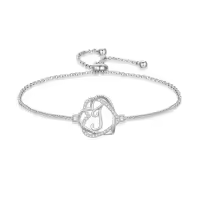 TOUPOP 925 Sterling Silver Heart Initial Double Heart Bracelet Birthday Christmas Jewelry Gifts-style_name:Initial J