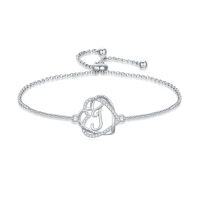 wholesale TOUPOP Gifts For Women Heart Initial Bracelet 925 Sterling Silver Double Heart Bracelet Birthday Jewelry Birthday Christmas Gifts For Her Wife Girlfriend -style_name:Initial J