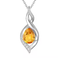 TOUPOP 925 Sterling Silver Teardrop Birthstone Necklace Infinity Love Jewelry Gift-color_name:11-November-Citrine
