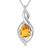 wholesale Birthstone Necklace For Women Teardrop Necklaces 925 Sterling Silver Infinity Love Jewelry Birthday Christmas Gifts For Women Mom Wife Girlfriend -color_name:11-November-Citrine