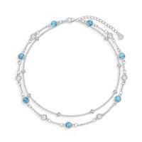 wholesale Anklets For Women 925 Sterling Silver Natural Stone Layered Anklet Beach Summer Fine Jewelry Birthday Christmas Gifts For Women Her Mom -color_name:Turquoise 9"-11"