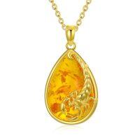 wholesale TOUPOP Amber Necklace For Women 14k Gold Plated Sterling Silver Butterfly/dragonfly/scorpion/bumble Bee Teardrop Baltic Pendant Jewelry Gifts For Mom Wife Her -style_name:Scorpion