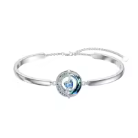 TOUPOP Sterling Silver Blue Crystal Moon Star Bangle Bracelet-color_name:12-Topaz-Dec.