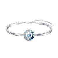 wholesale TOUPOP Birthstone Bracelet For Women 925 Sterling Silver Moon And Star Bangle Bracelet Blue Circle Crystal Jewelry Birthday Christmas Gifts For Women Wife Girlfriend -color_name:12-Topaz-Dec.