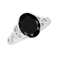 TOUPOP Sterling Silver Black Onyx Moissanite Women's Wedding Ring-style_name:E Black Onyx Moissanite Ring