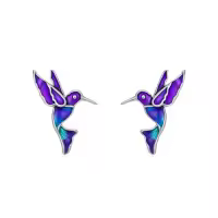 TOUPOP 925 Sterling Silver Stone Stud Earrings For Women-style_name:Hummingbird Earrings