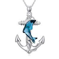 wholesale Anchor Necklace 925 Sterling Silver Nautical Pendant Jewelry Sailor Gifts For Women -style_name:Dolphin