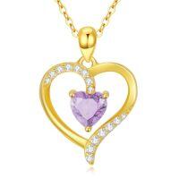 TOUPOP 14K Gold Birthstone Heart Pendant Necklace For Women-color_name:06-June-Alexandrite