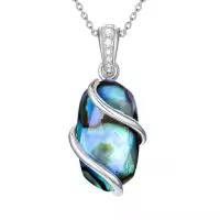 TOUPOP Sterling Silver Gemstone Pendant Fine Jewelry Gift for Women-color_name:A-Abalone Shell