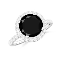 TOUPOP Sterling Silver Onyx Moissanite Women's Wedding Engagement Ring-style_name:D Black Onyx Moissanite Ring