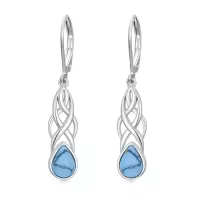 TOUPOP Sterling Silver Turquoise Dangle Teardrop Bohemian Earrings-style_name:Celtic knot