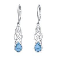 wholesale TOUPOP Turquoise Dangle Earrings For Women 925 Sterling Silver Western Teardrop Bohemian Drop Earrings Christmas Gift For Women -style_name:Celtic knot