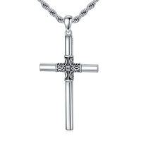 wholesale Cross Necklace For Men Women 925 Sterling Silver Celtic/crucifix/nail/fish Hook Cross Pendant With Stainless Steel Chain Faith Jewelry Gift For Father Son Brother Husband -color_name:B01-Celtic Cross Necklace