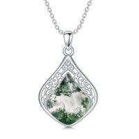 wholesale Filigree Teardrop Necklace 925 Sterling Silver Teardrop Gemstone Pendant Jewelry Gifts For Women -color_name:B-Moss Agate