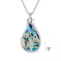 TOUPOP Sterling Silver 12 Month Birth Flower Cremation Urn Necklace-style_name:1-January