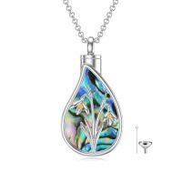 wholesale TOUPOP Teardrop Cremation Jewelry For Ashes Sterling Silver 12 Month Birth Flower Urn Necklace W/funnel Filler Memorial Keepsake Jewelry For Women -style_name:1-January