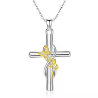 TOUPOP 925 Sterling Silver Animal Celtic Cross Necklace Religious Gift-style_name:A-Butterfly Cross