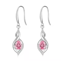 TOUPOP Sterling Silver Birthstone Earrings Infinity Love Jewelry Gift-color_name:10-October-Pink Tourmaline