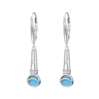 TOUPOP 925 Sterling Silver Turquoise Music Dangle Earrings For Women-style_name:Microphone