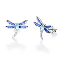 TOUPOP Sterling Silver Crystal Dolphin Butterfly Sea Turtle Frog Axolotl Stud Earrings-style_name:Dragonfly Earrings