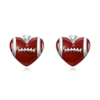 TOUPOP 925 Sterling Silver Sports Stud Earrings Tennis Baseball Volleyball Soccer Basketball Football Softball Hockey Gifts-style_name:06-Football