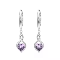 TOUPOP 925 Sterling Silver Infinity Birthstone Heart Dangle Drop Earrings-color_name:02-February-Amethyst