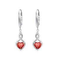 wholesale Infinity Birthstone Earrings 925 Sterling Silver Heart Love Infinity Dangle Drop Earrings Fine Jewelry Birthday Christmas Gifts For Women Girlfriend Wife -color_name:07-July-Ruby