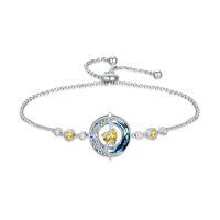 wholesale TOUPOP Birthstone Bracelet Moon And Star Bracelet 925 Sterling Silver Blue Crystal Jewelry Birthday Christmas Gifts For Women -color_name:11-November-Citrine