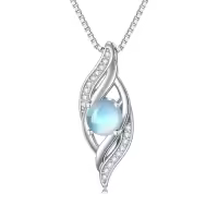 TOUPOP Sterling Silver Birthstone Infinity Necklace Women's Love Jewelry Gift-color_name:06-June-Moonstone