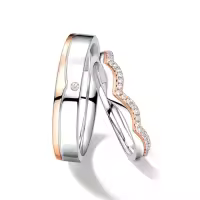 TOUPOP 14k Gold Moissanite Wedding Ring Sets For Him And Her-style_name:A Wedding Ring Set