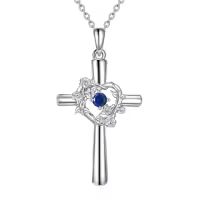 TOUPOP Sterling Silver Birthstone Birth Flower Necklace Christian Gifts-style_name:Sep