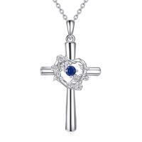 wholesale TOUPOP Cross Necklace For Women Sterling Silver Birthstone Necklace Birth Flower Necklace Christian Gifts Valentines Day Gifts Birthday Holiday Gifts For Her Mom Wife Girlfriend -style_name:Sep
